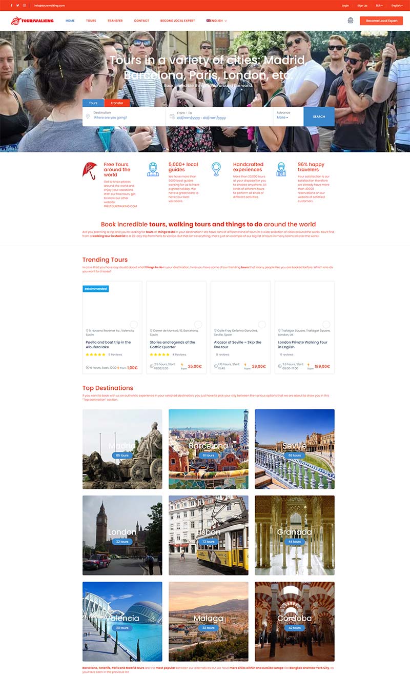 ToursWalking 美国旅游独家服务预定网站