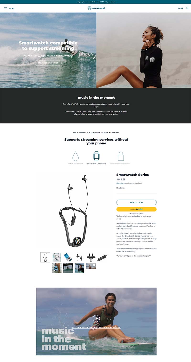 SoundSwell 美国水上运动耳机购物网站