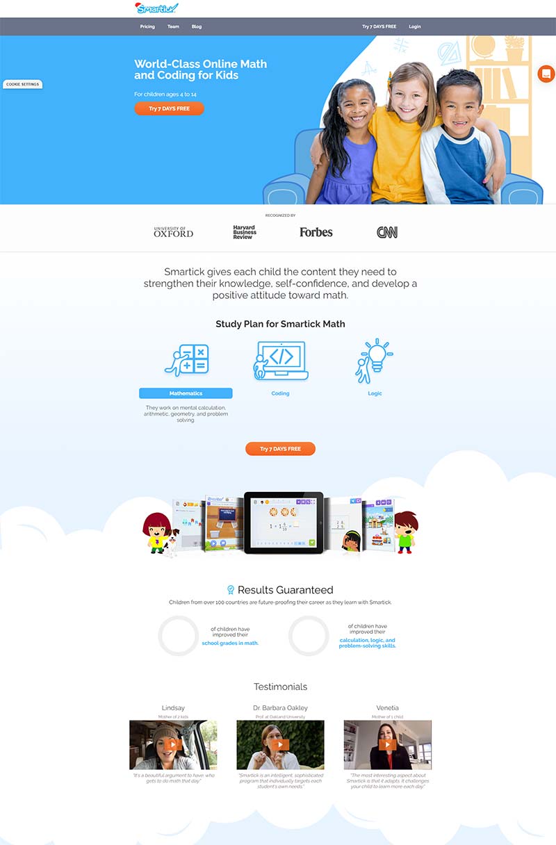 Smartick 美国儿童学习订阅网站