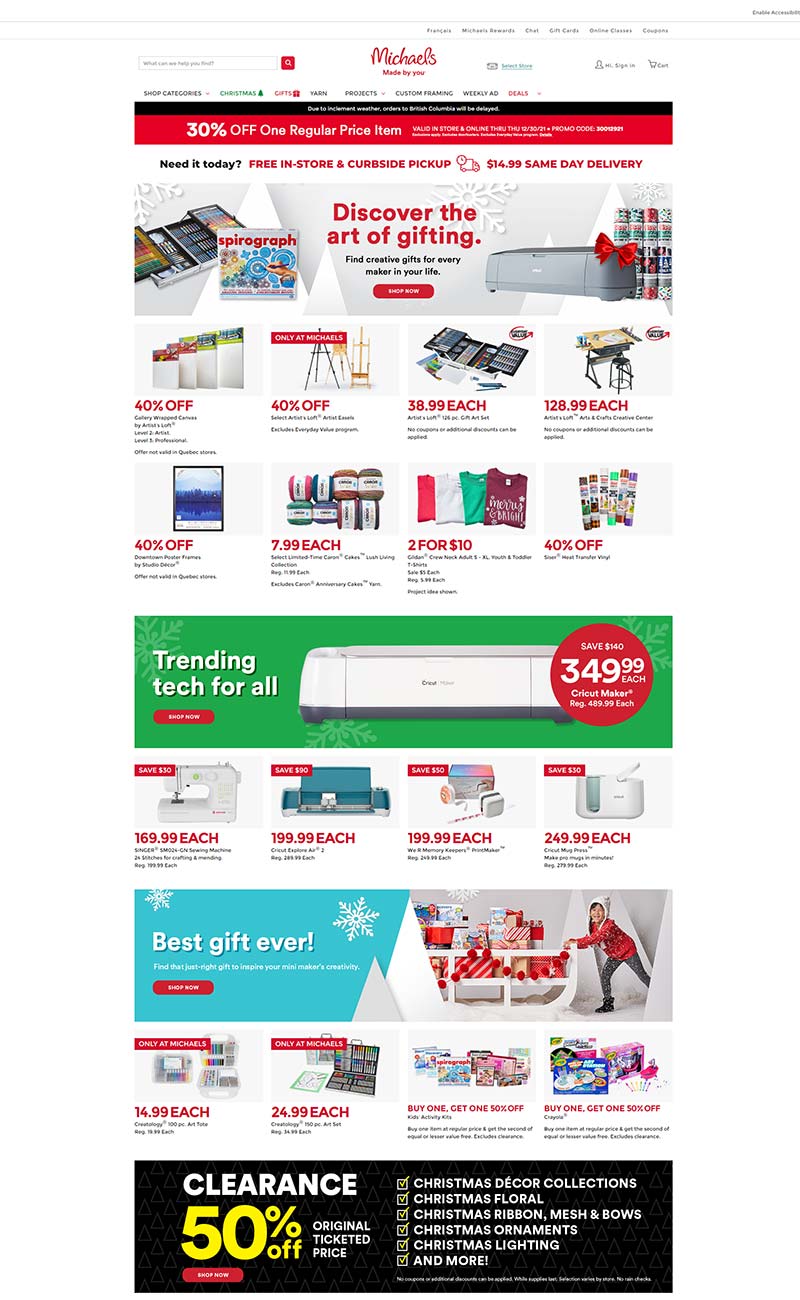 Michaels Canada 美国居家百货加拿大官网
