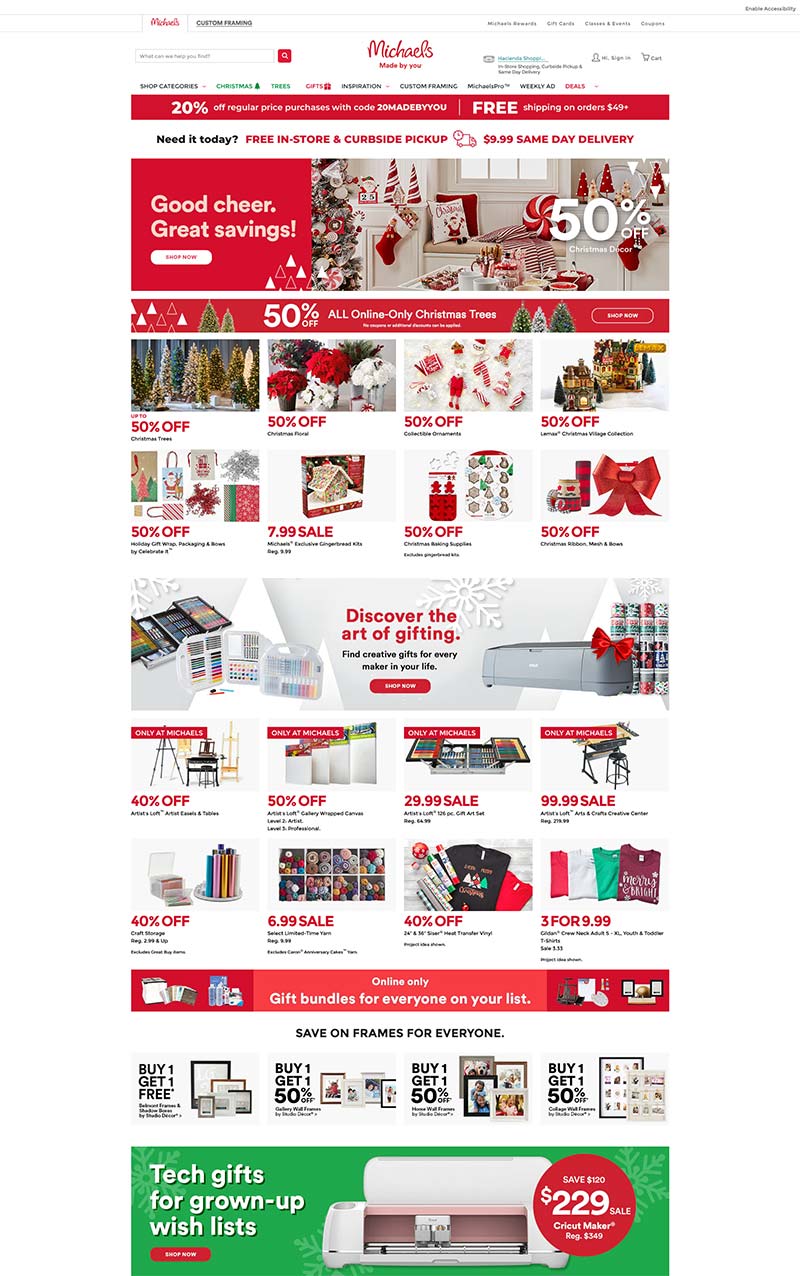 Michaels Stores 美国家居百货品牌购物网站