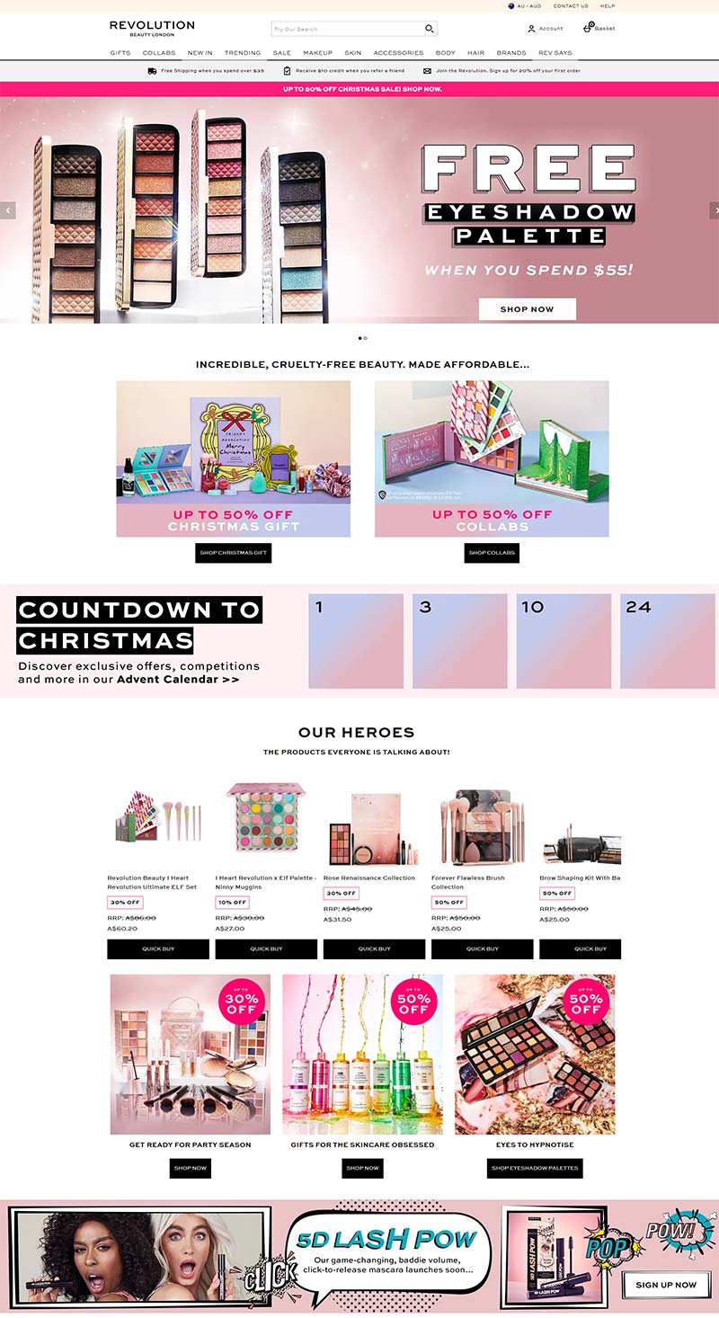 Revolution Beauty AU 英国知名彩妆品牌澳洲官网