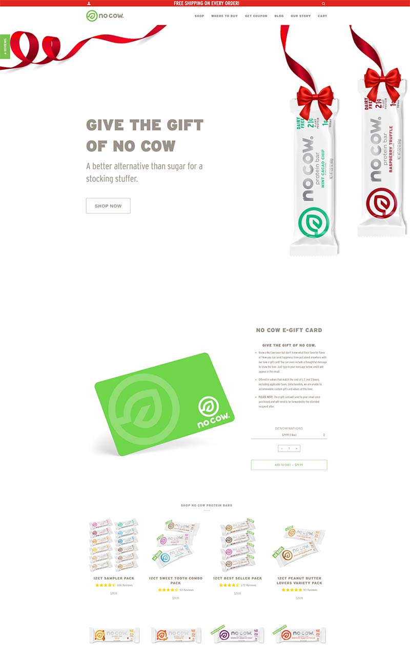 No Cow 美国植物蛋白棒食品购物网站