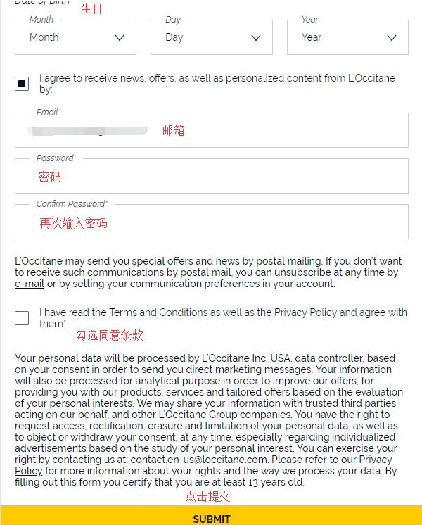 L'Occitane submit registration
