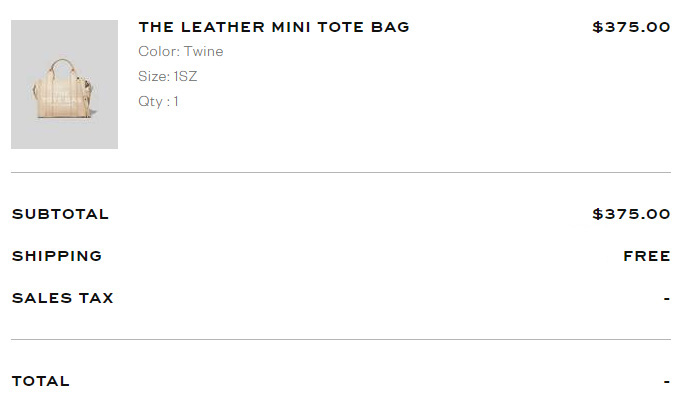 Marc Jacobs official website review order information