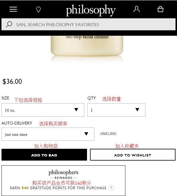 Philosophy Official Website Shopping Process