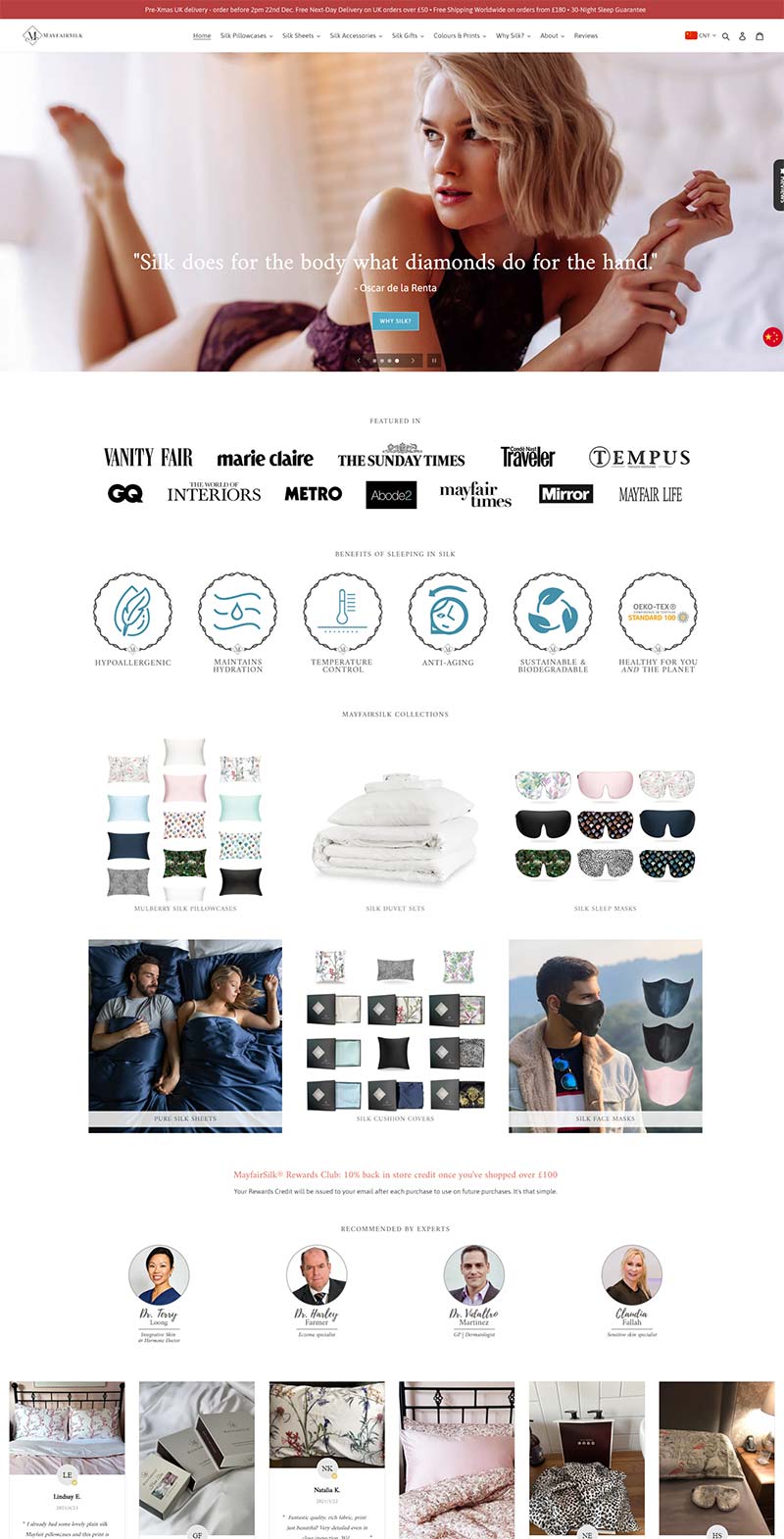Mayfairsilk 英国真丝床上用品购物网站
