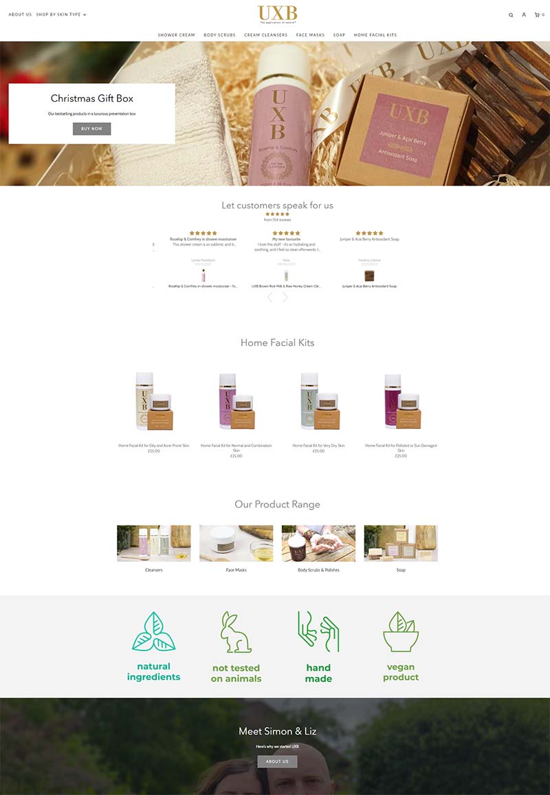UXB Skincare 英国天然去角质护肤品购物网站