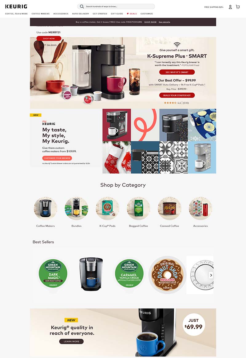 Keurig Dr Pepper 美国咖啡饮料品牌购物网站