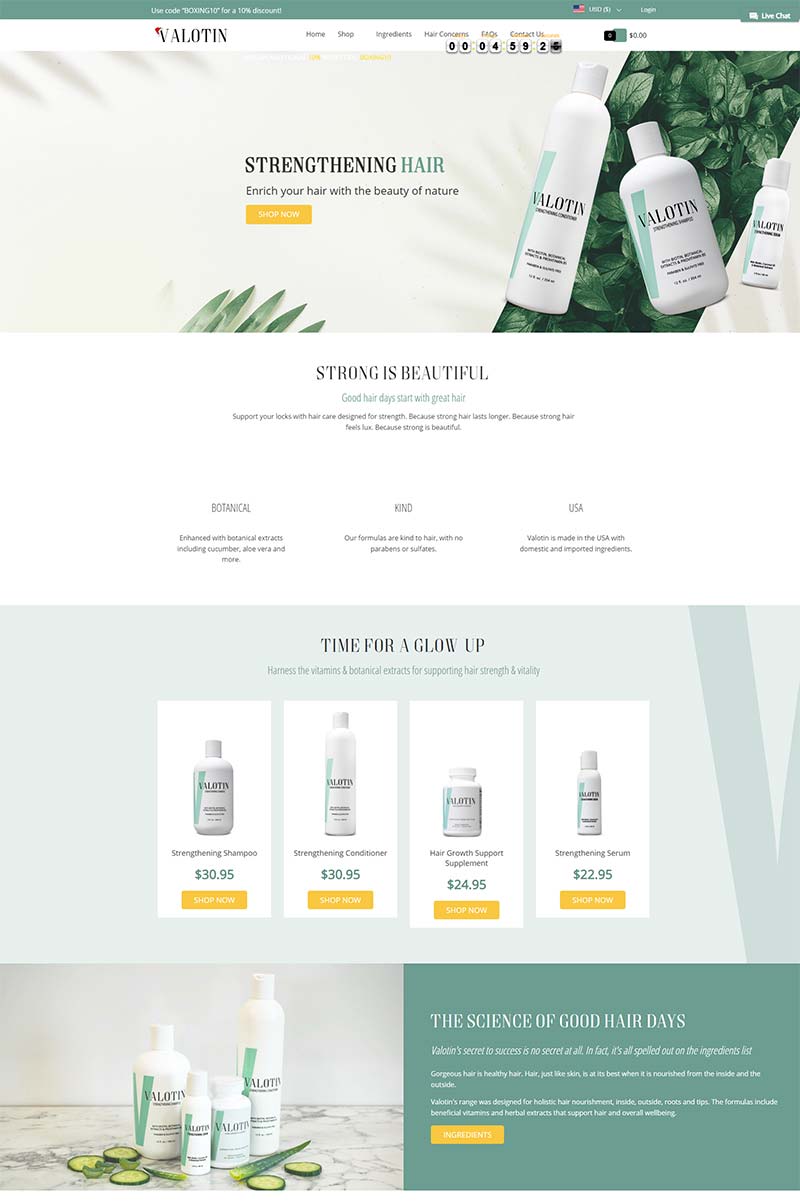 Valotin 美国护发养发产品购物网站