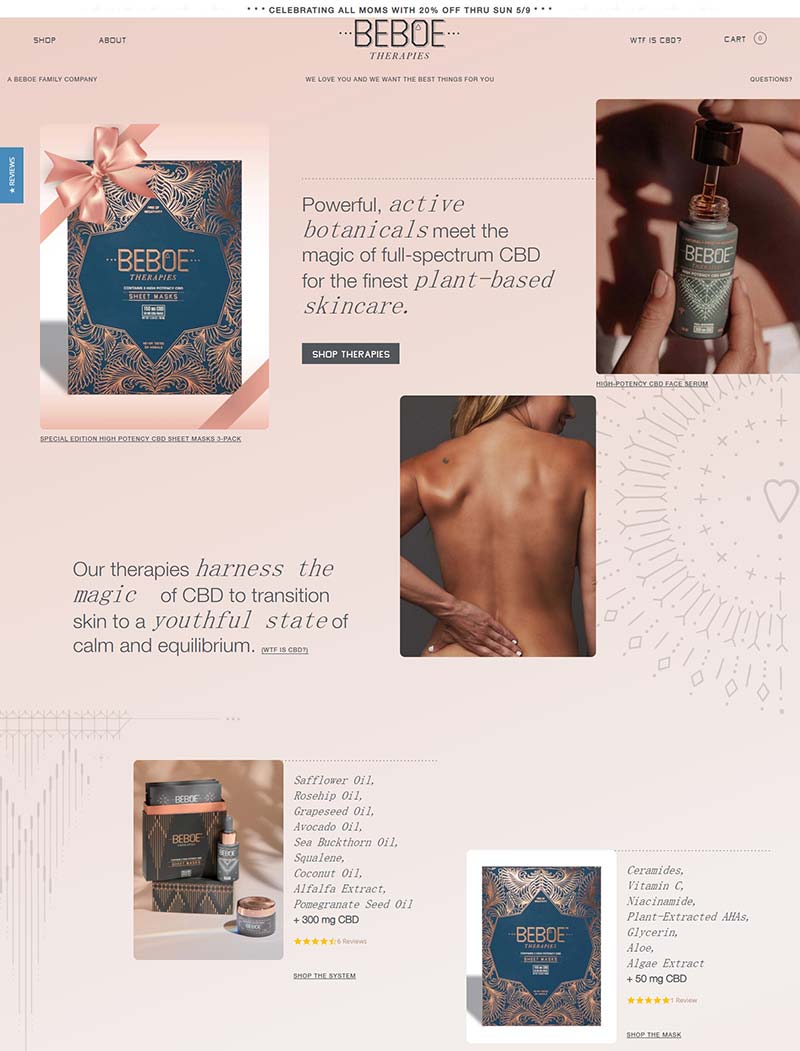 Beboe Therapies 美国CBD护肤品牌购物网站