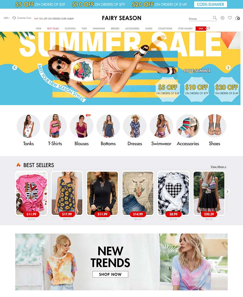 Fairyseason 美国平价潮流服饰购物网站