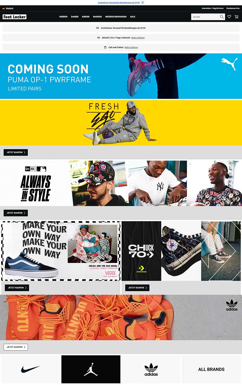 Foot Locker DE 美国知名运动品牌德国官网