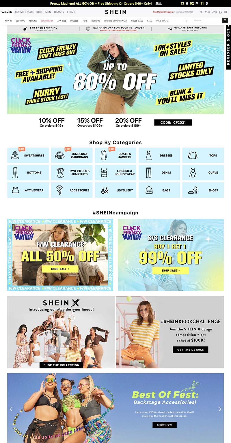 SheIn AU 美国时尚跨境服饰品牌澳洲官网