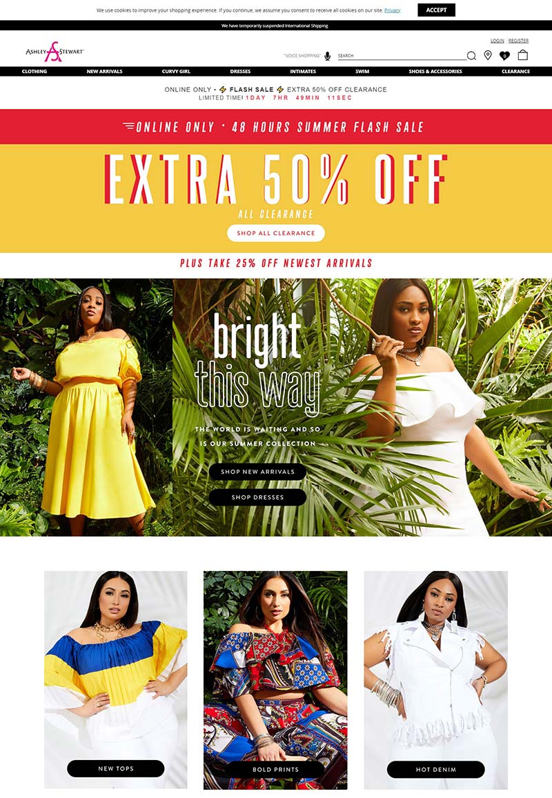 Ashley Stewart 美国大码女装品牌购物网站