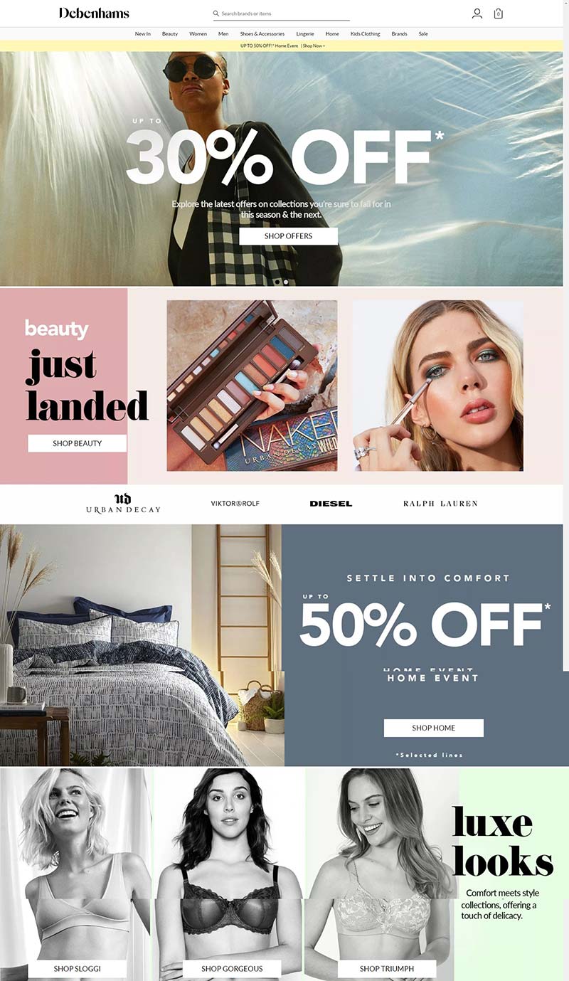 Debenhams 英国知名百货品牌网站