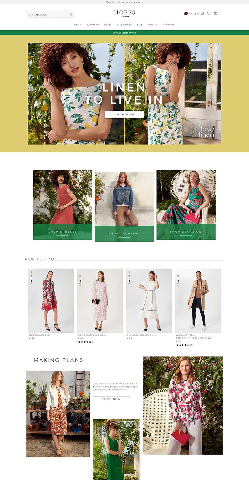 HOBBS London 英国高级女装品牌购物网站