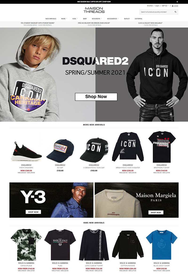 Maison Threads 英国时尚男装品牌购物网站