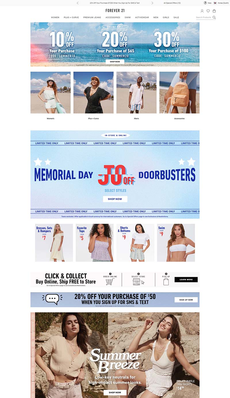 Forever 21 美国大众时尚服饰品牌网站