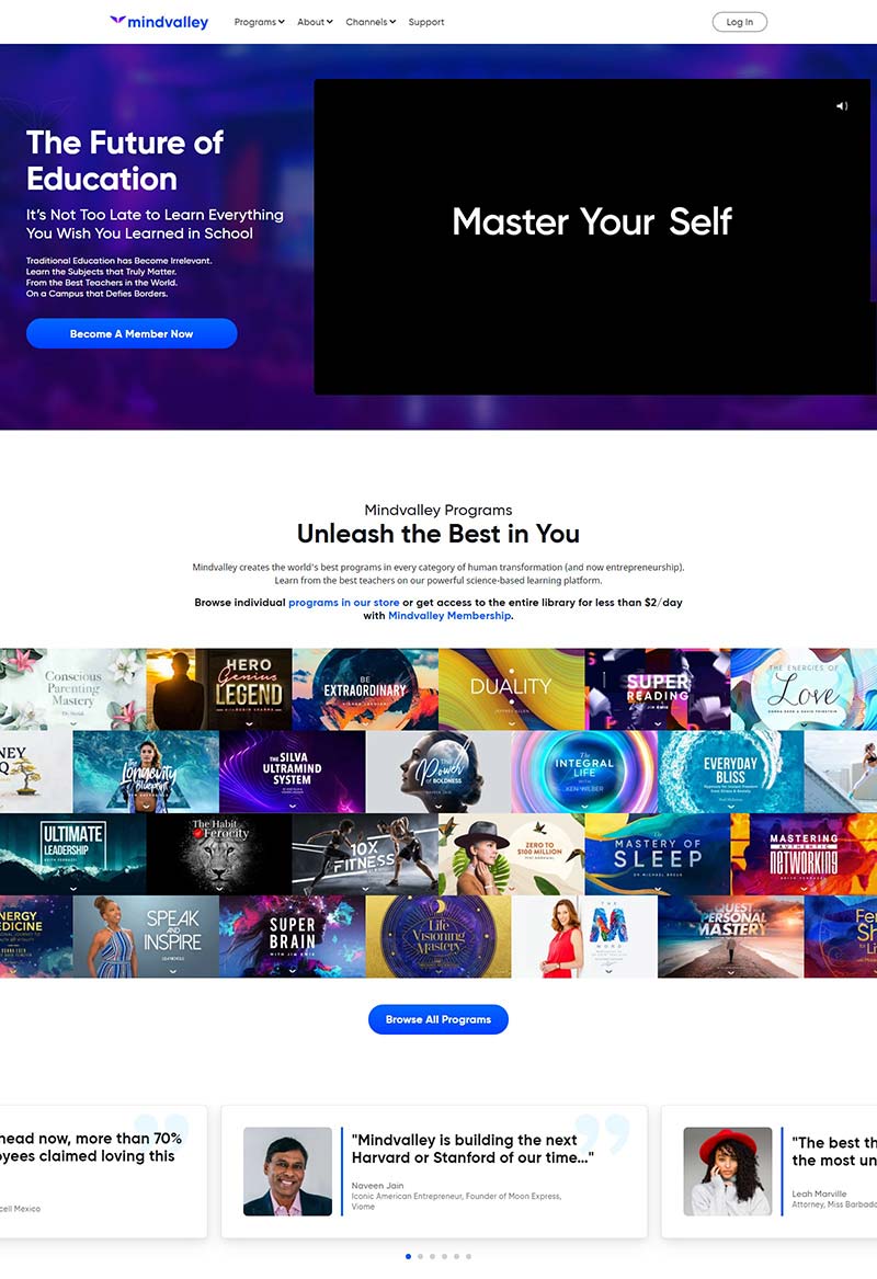 Mindvalley 美国心理建设激励课程学习网站