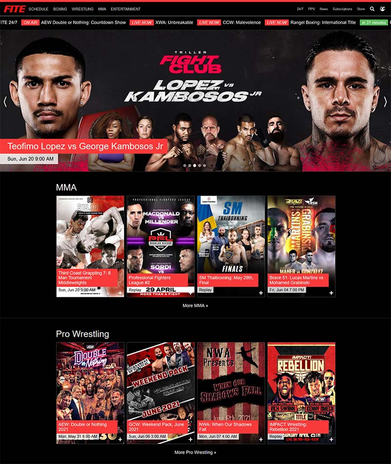FITE TV 美国格斗运动流媒体订阅网站
