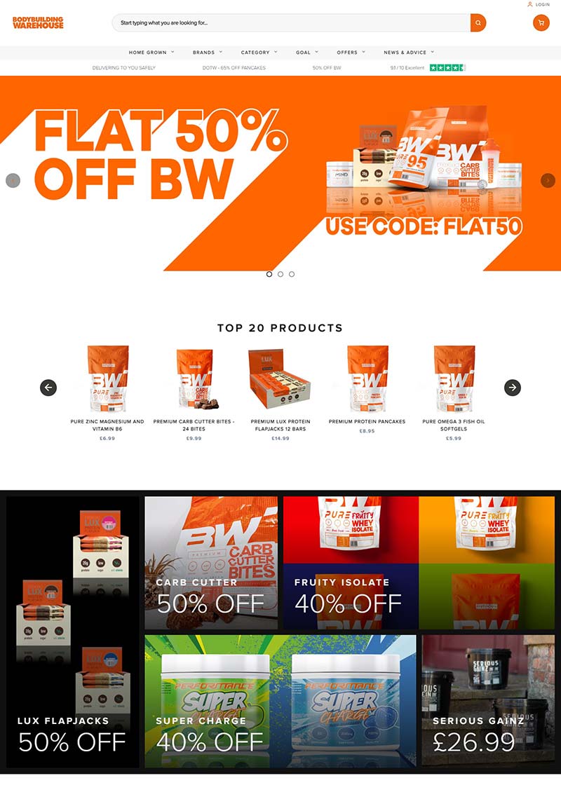 Bodybuilding Warehouse 英国运动营养品购物网站