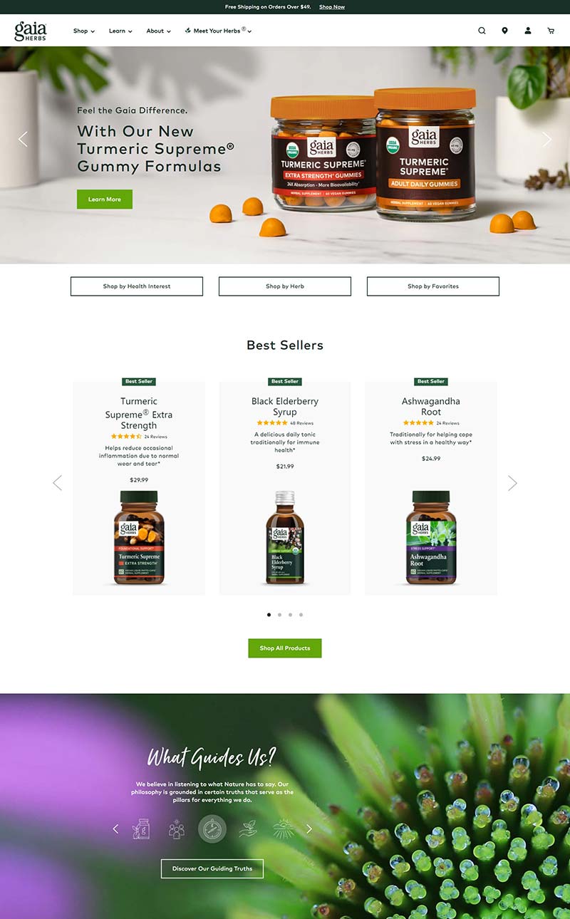Gaia Herbs 美国草药补充剂品牌购物网站