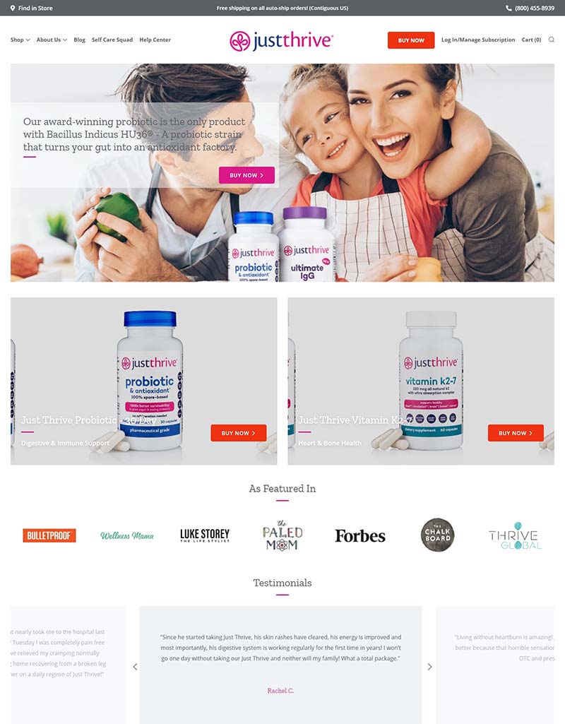 Just Thrive 美国健康益生菌品牌购物网站