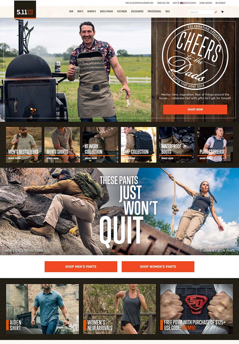 5.11 Tactical 美国户外服装品牌购物网站