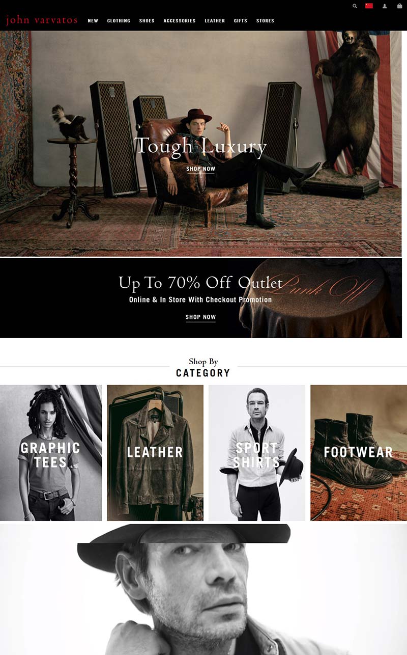 John Varvatos 美国奢侈男装品牌购物网站