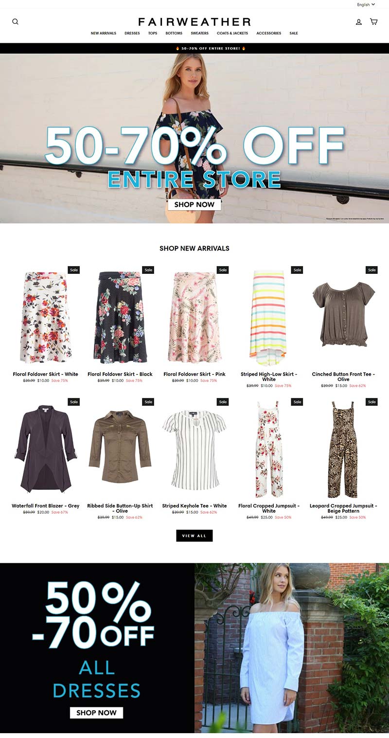 Fairweather Clothing 加拿大时尚女装品牌购物网站