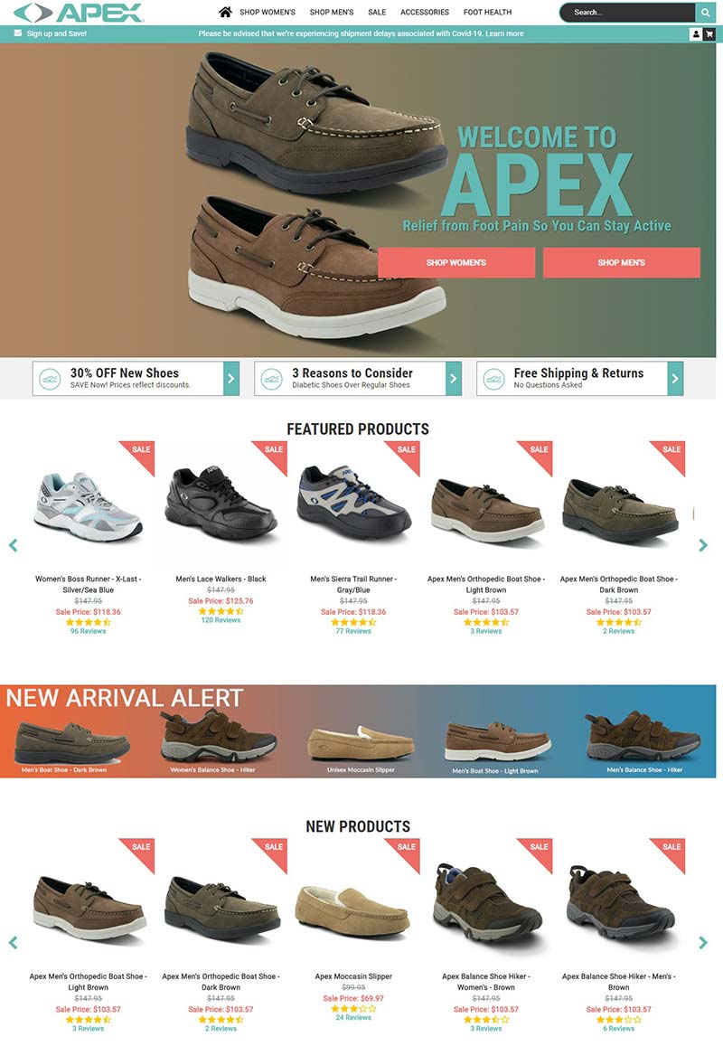 Apex Foot 美国健康运动鞋品牌购物网站