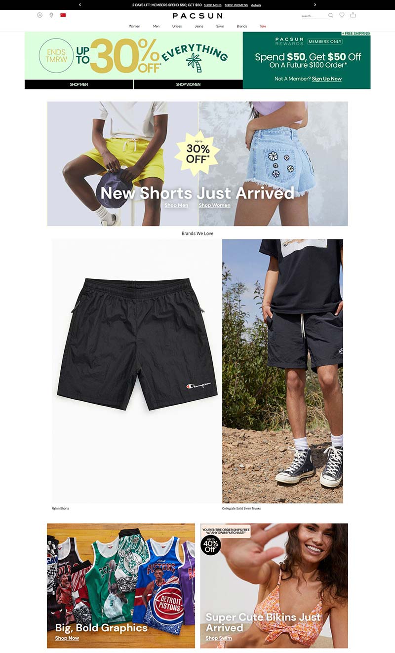 PacSun 美国时尚青年服饰品牌购物网站