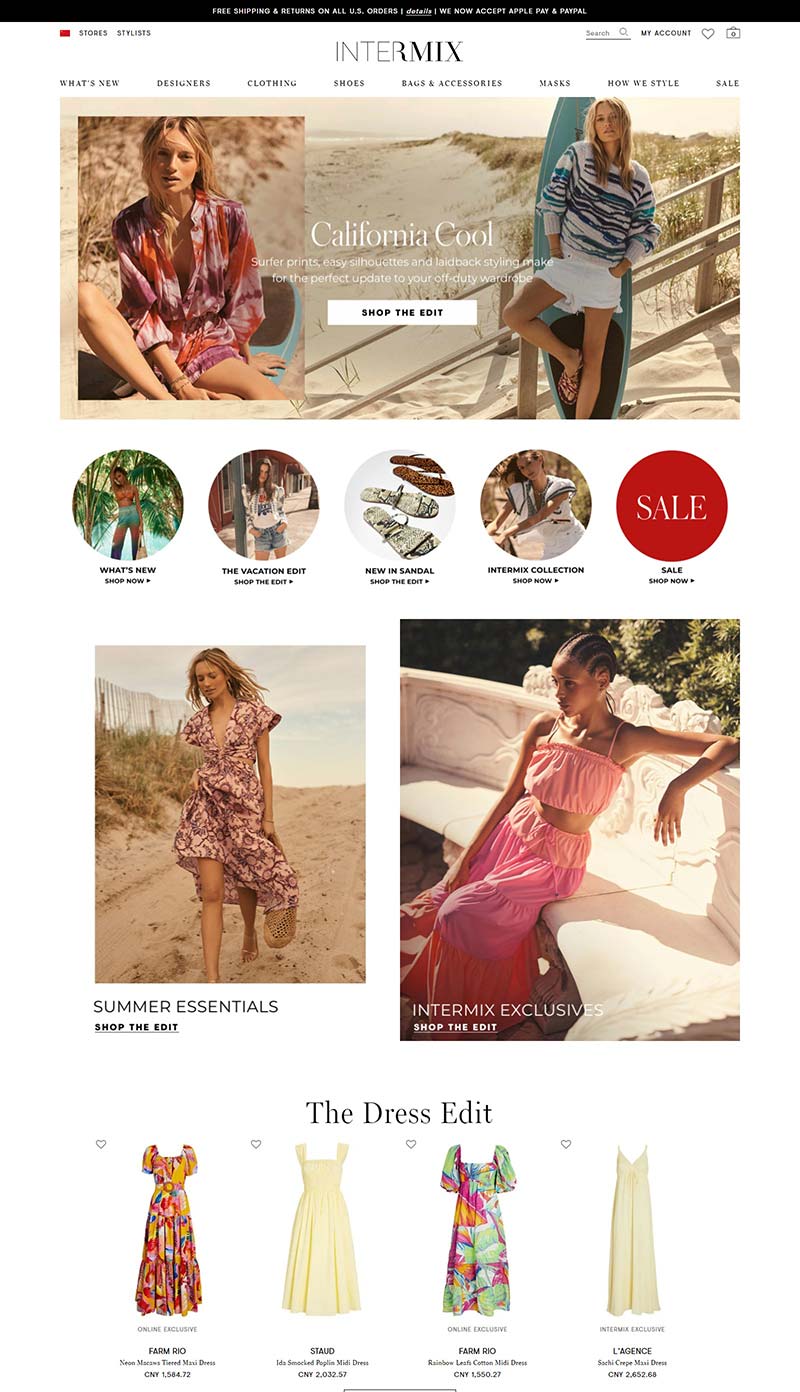 INTERMIX 美国设计师女装品牌购物网站