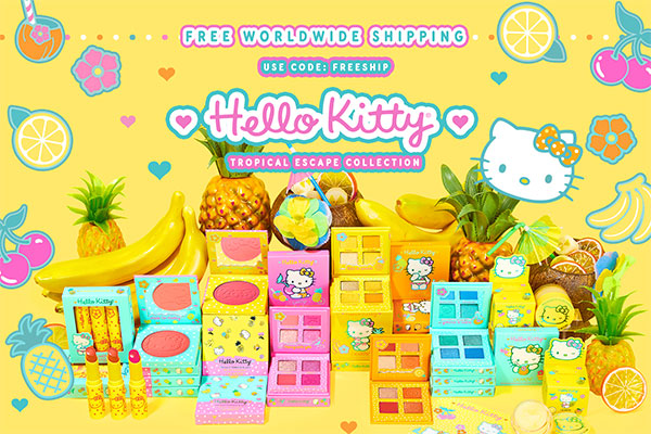 Colourpop官网全场彩妆订单无门槛全球免邮，另有hello kitty系列上新