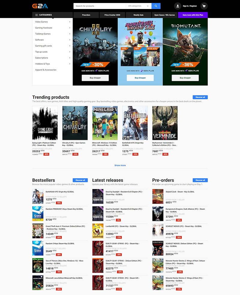 G2A UK 全球精品游戏折扣网站