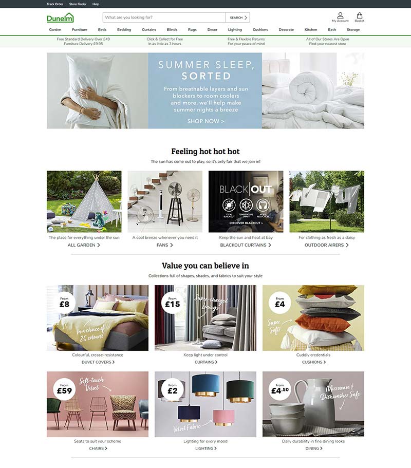 Dunelm 英国品牌家居用品购物网站