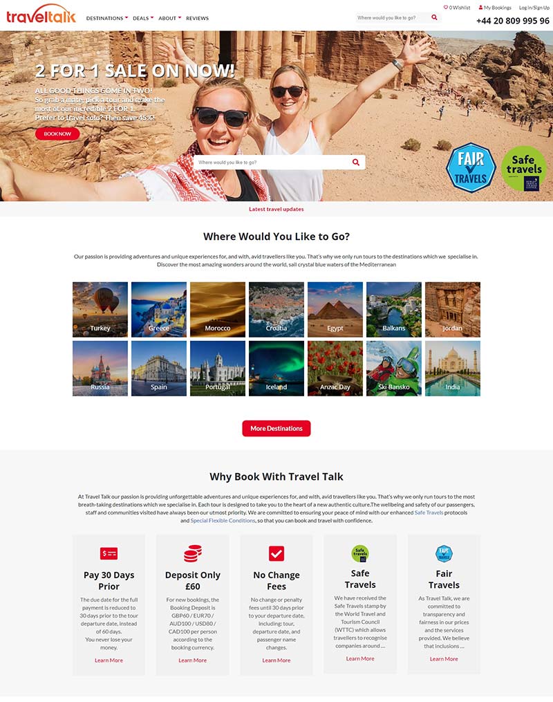 Travel Talk Tours 英国青年旅游在线预订网站