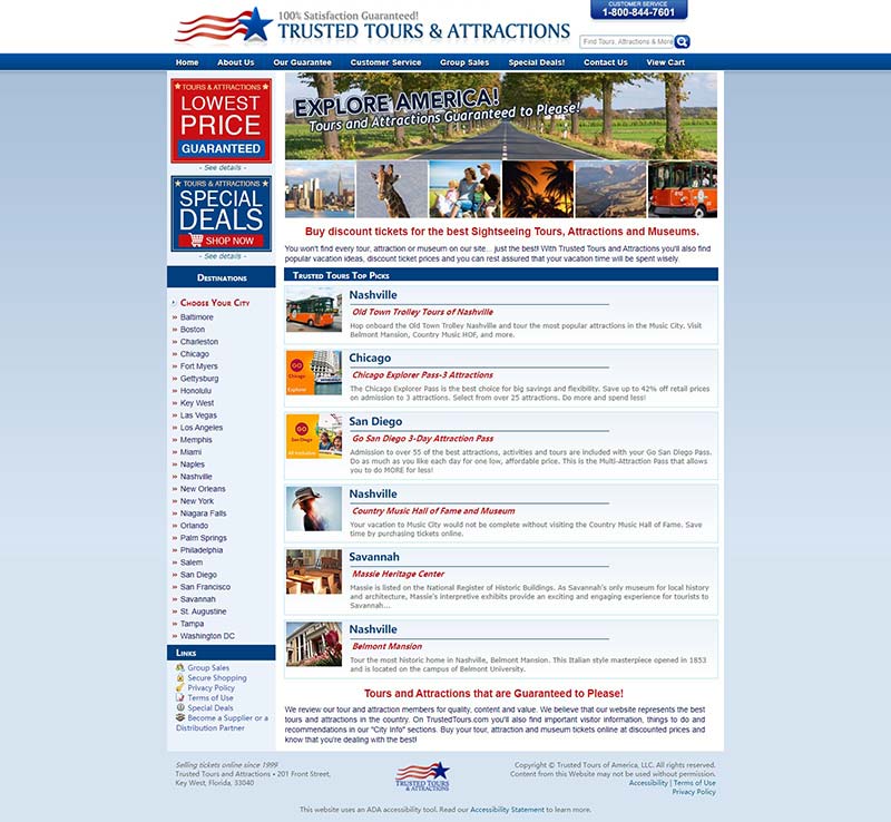 Trusted Tours and Attractions 美国旅游景点门票预订网站