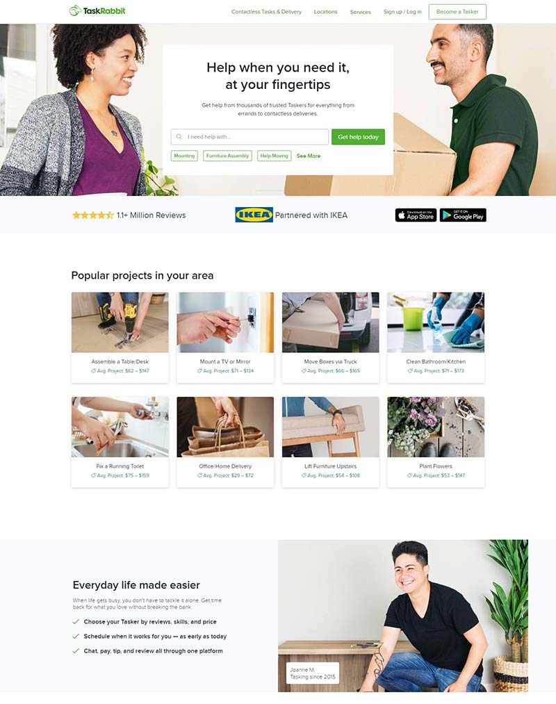 TaskRabbit 美国生活任务雇佣平台网站