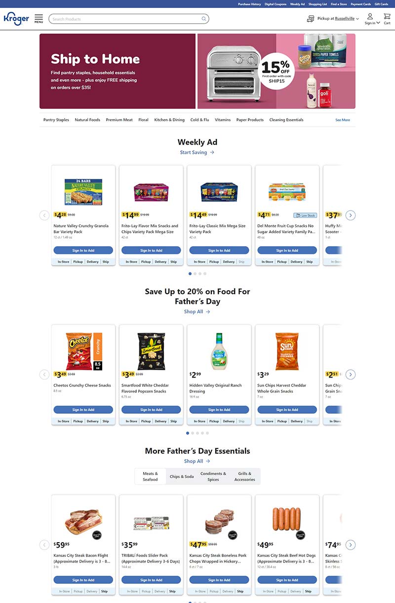 Kroger Ship 克罗格-美国品牌超市购物网站