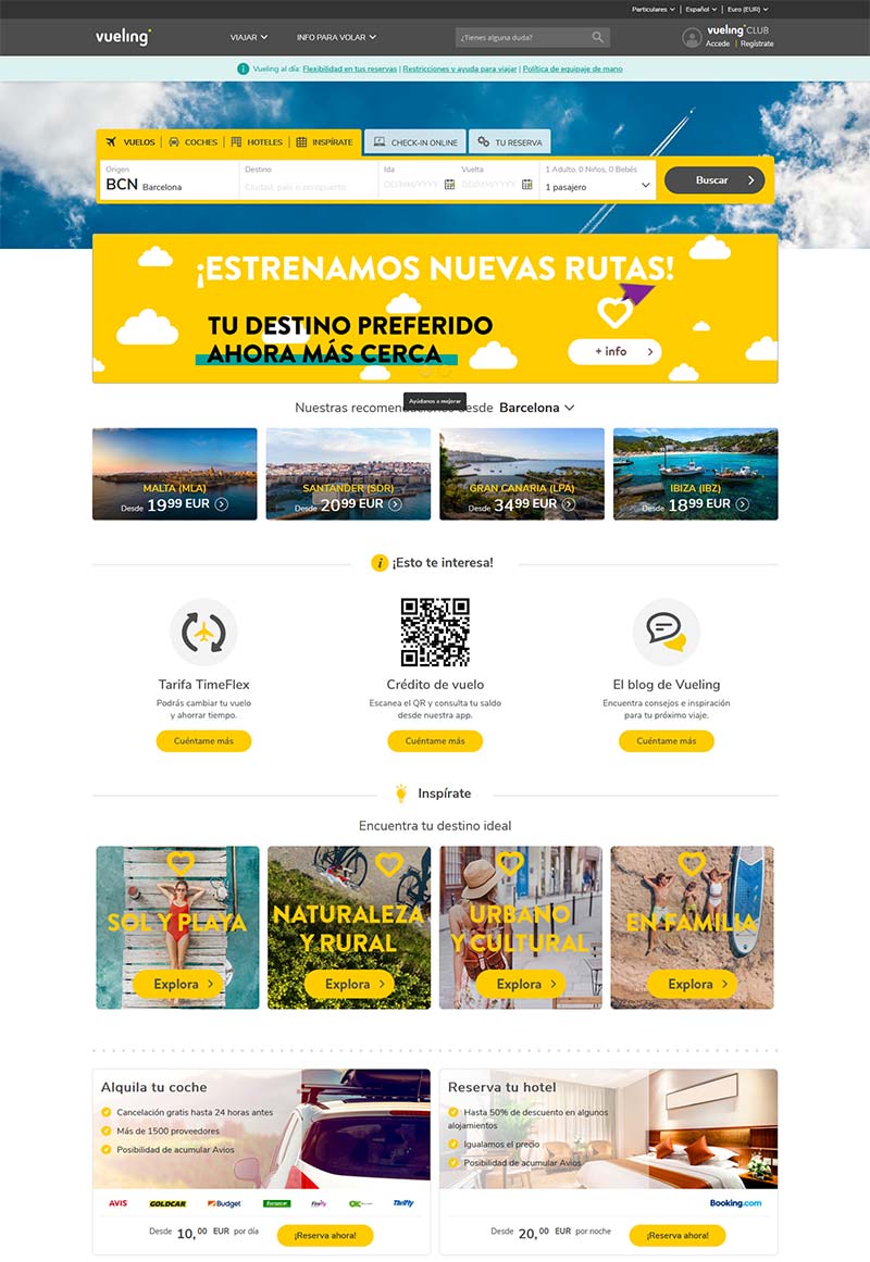 Vueling 西班牙航空公司品牌网站