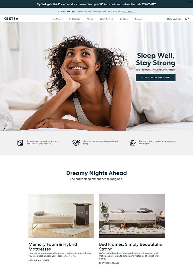 KEETSA 美国睡眠家居品牌购物网站