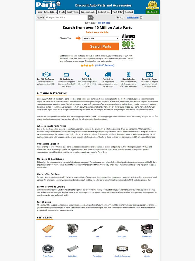 Parts Geek 美国汽车配件品牌购物网站