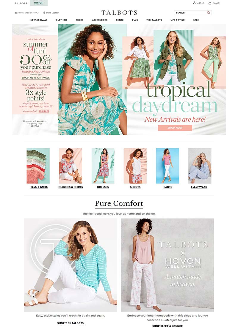 Talbots 美国知名服饰品牌购物网站