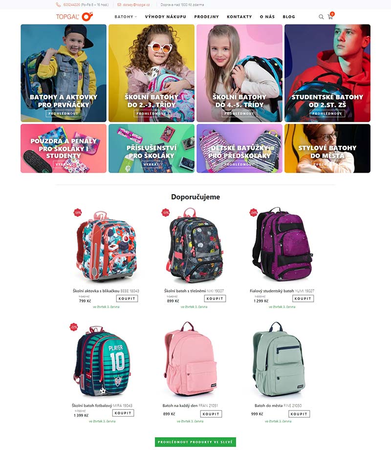 Topgal 捷克品牌儿童书包购物网站