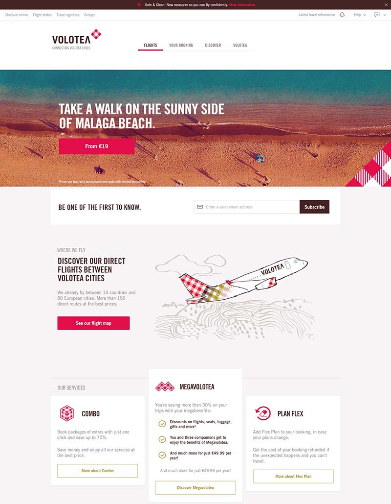 Volotea 西班牙航空机票预订网站