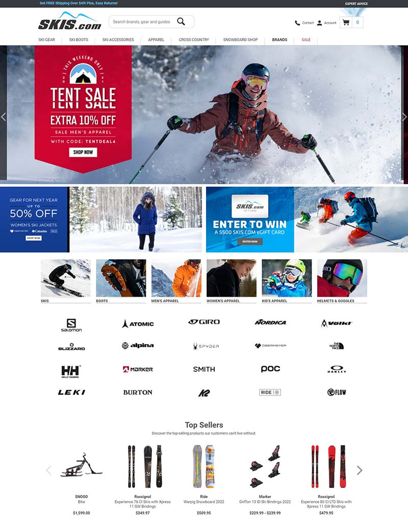 Skis 美国滑雪设备海淘购物网站
