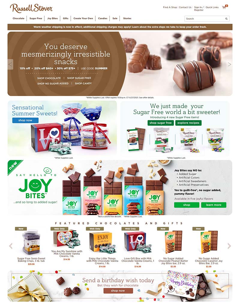 Russell Stover Chocolates 美国巧克力品牌购物网站