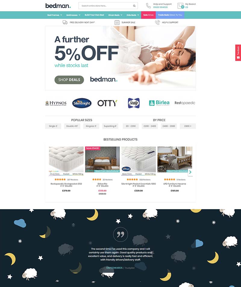 Bedman 英国居家睡眠产品购物网站